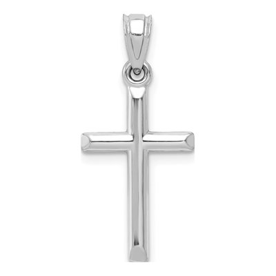 10K White Gold Hollow Cross Pendant