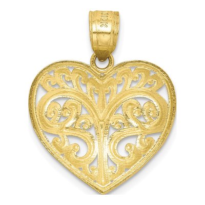 10K Yellow Gold Filigree Heart Pendant – view 4