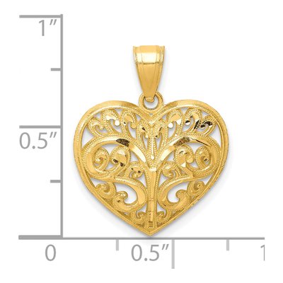 10K Yellow Gold Filigree Heart Pendant – view 5