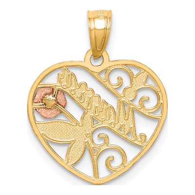 10K Two-Tone Gold MAMA Heart Pendant – view 4