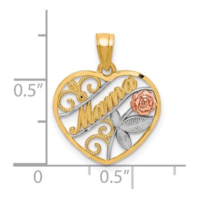 10K Two-Tone Gold MAMA Heart Pendant – view 5