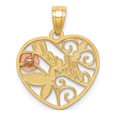 10K Two-Tone Gold Abuela Heart Pendant – view 4