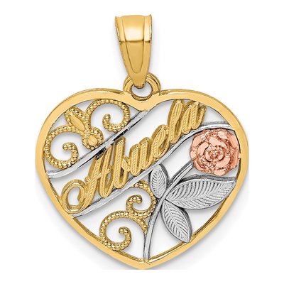 10K Two-Tone Gold Abuela Heart Pendant