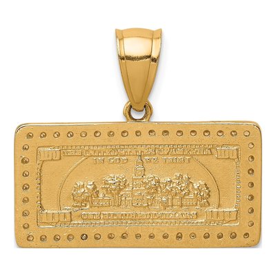 10K Yellow Gold CZ Micropave $ Bill Pendant – view 5