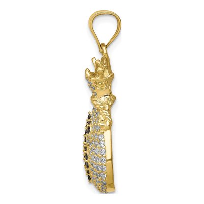 10K Yellow Gold CZ Money Bag Dollar Sign Pendant – view 3