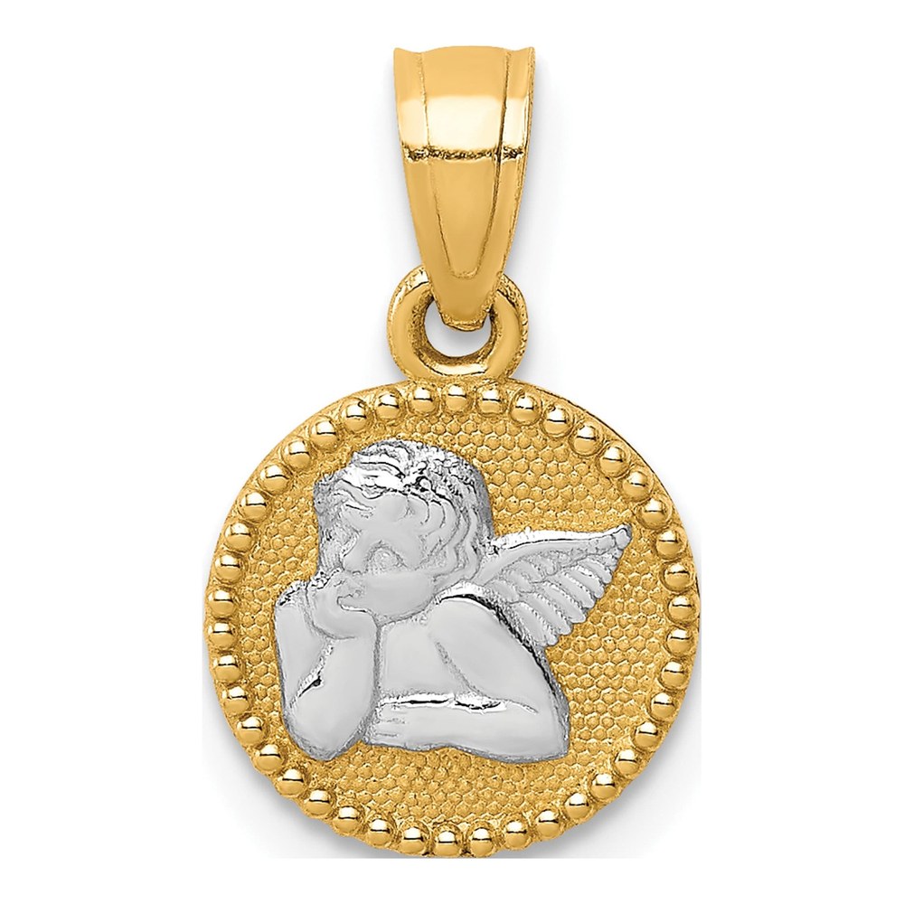 10K Yellow Gold & Rhodium Small Angel Pendant