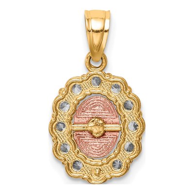 10K Two-Tone Gold CZ Our of Guadalupe Pendant – view 4