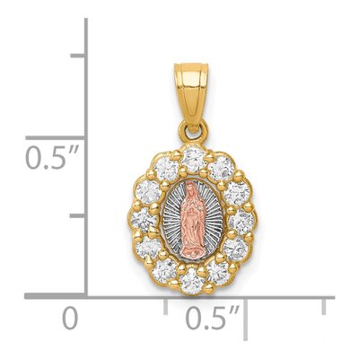 10K Two-Tone Gold CZ Our of Guadalupe Pendant – view 5