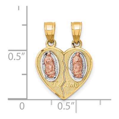 10K Two-Tone Gold Our of Guadalupe TE AMO Pendant – view 5