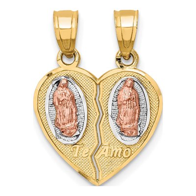 10K Two-Tone Gold Our of Guadalupe TE AMO Pendant