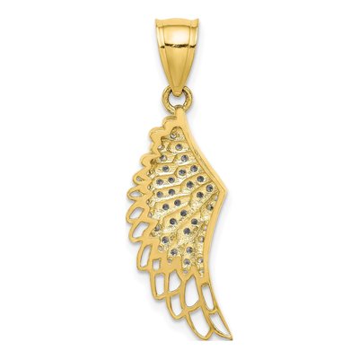 10K Yellow Gold CZ Angel Wing Pendant – view 4