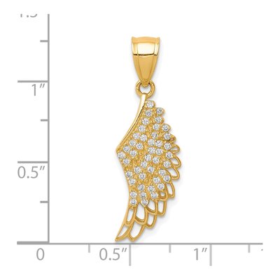 10K Yellow Gold CZ Angel Wing Pendant – view 5