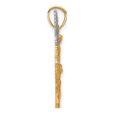 10K Yellow Gold Diamond-Cut Saint Michael Pendant – view 3