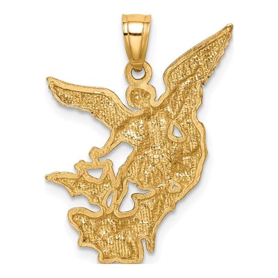 10K Yellow Gold Diamond-Cut Saint Michael Pendant – view 4