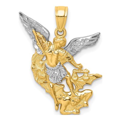 10K Yellow Gold Diamond-Cut Saint Michael Pendant