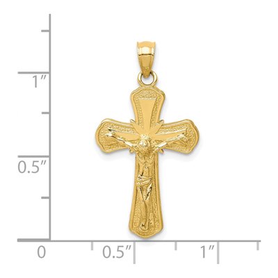 10K Yellow Gold Textured Crucifix Pendant – view 5