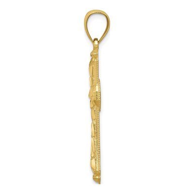 10K Yellow Gold Diamond-Cut Cross Pendant – view 3