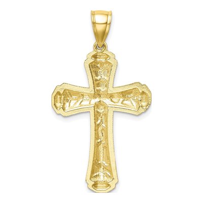 10K Yellow Gold Diamond-Cut Cross Pendant – view 4