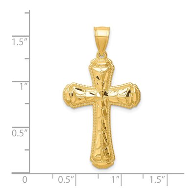 10K Yellow Gold Diamond-Cut Cross Pendant – view 5
