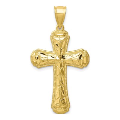 10K Yellow Gold Diamond-Cut Cross Pendant