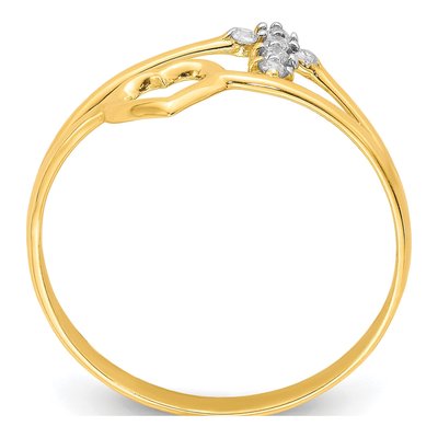 10K Yellow Gold CZ Heart Cross Ring – view 3