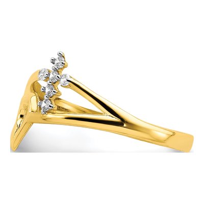 10K Yellow Gold CZ Heart Cross Ring – view 5