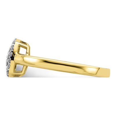 10K Yellow Gold CZ Cluster Promise Ring – view 4