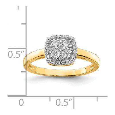 10K Yellow Gold CZ Cluster Promise Ring – view 5