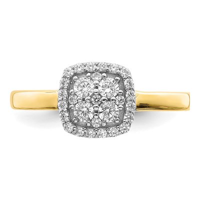 10K Yellow Gold CZ Cluster Promise Ring – view 6