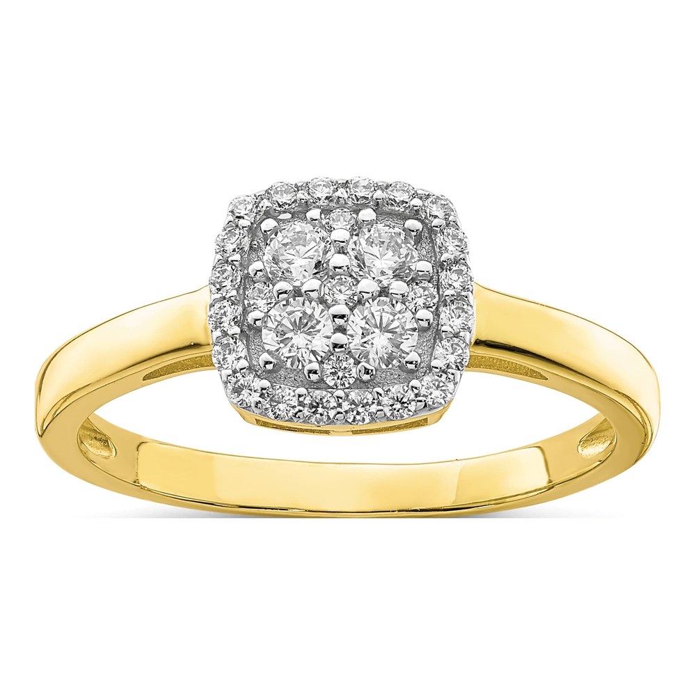 10K Yellow Gold CZ Cluster Promise Ring