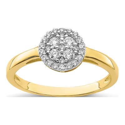 10K Yellow Gold CZ Cluster Promise Ring