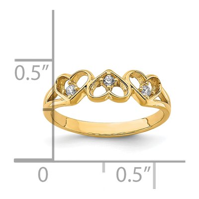 10K Yellow Gold CZ 3-Heart Baby Ring – view 4