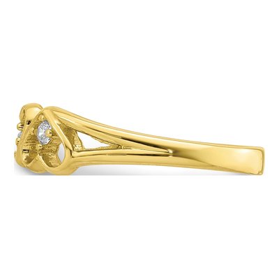 10K Yellow Gold CZ 3-Heart Baby Ring – view 5