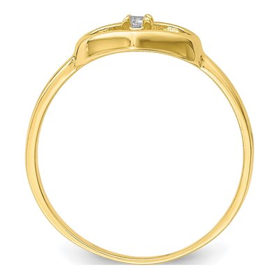 10K Yellow Gold CZ Heart Baby Ring – view 3