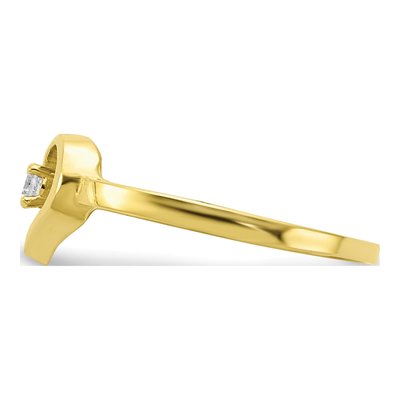 10K Yellow Gold CZ Heart Baby Ring – view 4