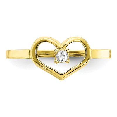10K Yellow Gold CZ Heart Baby Ring – view 5