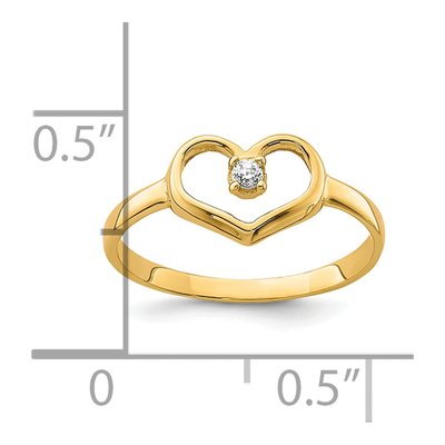 10K Yellow Gold CZ Heart Baby Ring – view 6