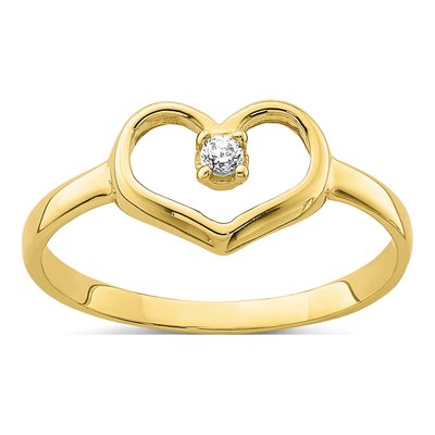 10K Yellow Gold CZ Heart Baby Ring
