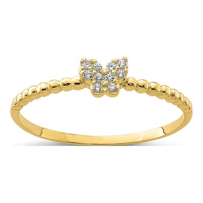 10K Yellow Gold CZ Butterfly Ring