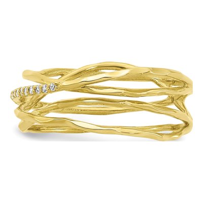 10K Yellow Gold CZ Fancy Ring – view 4
