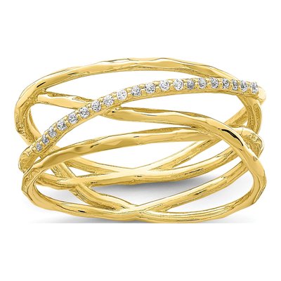 10K Yellow Gold CZ Fancy Ring