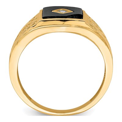 Men's 10K Yellow Gold Onyx & CZ Ring – view 3