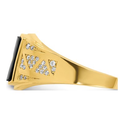 Men's 10K Yellow Gold Onyx & CZ Ring – view 4