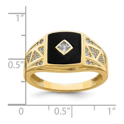Men's 10K Yellow Gold Onyx & CZ Ring – view 5