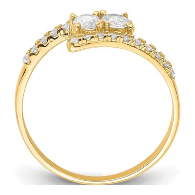 10K Yellow Gold CZ Fancy Bypass Ring – view 3