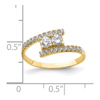 10K Yellow Gold CZ Fancy Bypass Ring – view 4