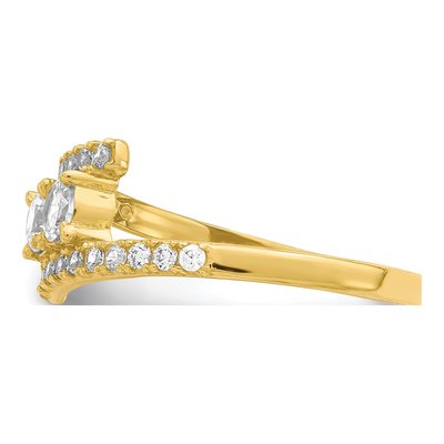10K Yellow Gold CZ Fancy Bypass Ring – view 5