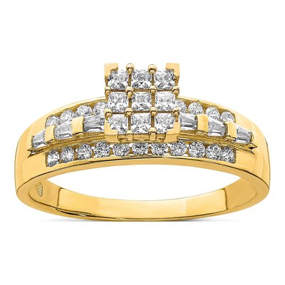 10K Yellow Gold CZ Micropave Square Engagement Ring