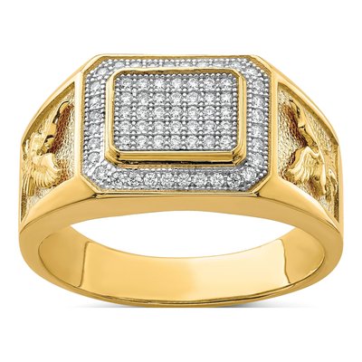 Men's 10K Yellow Gold CZ Eagle Ring