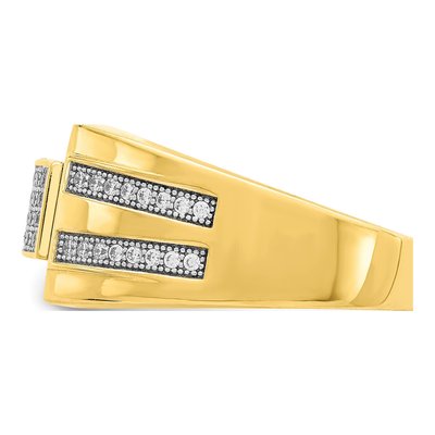 Men's 10K Yellow Gold CZ Signet Ring – view 4